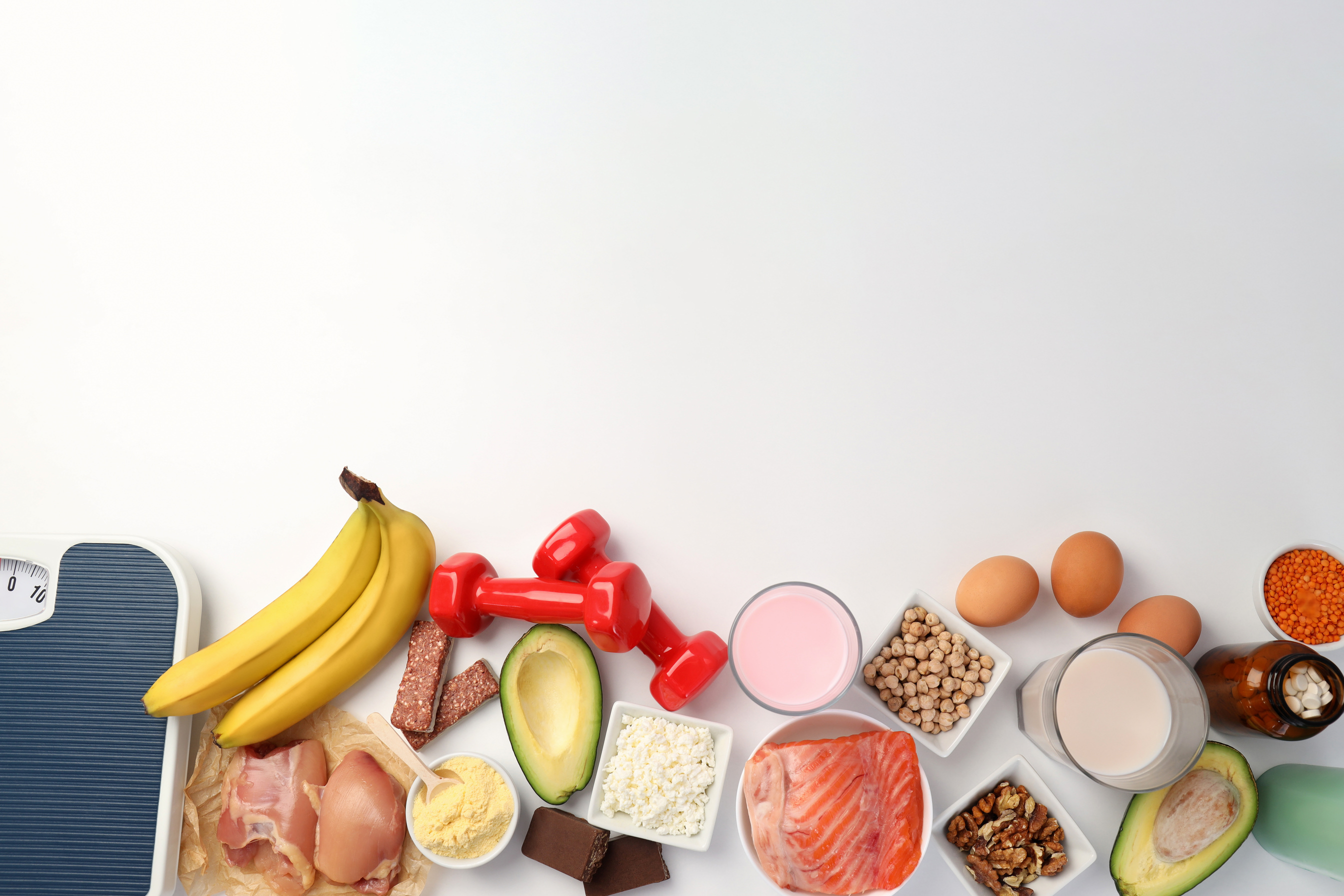Concept of sports nutrition, space for text